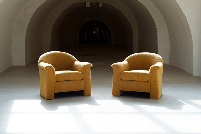 Pair of Postmodern Lounge Chairs and Ottomans