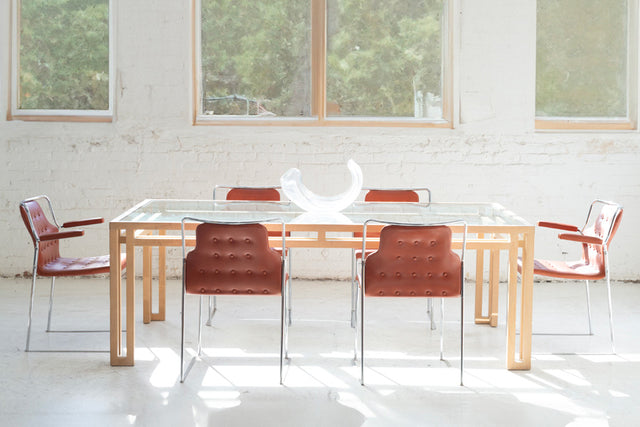 Billy Baldwin Oak and Glass Dining Table