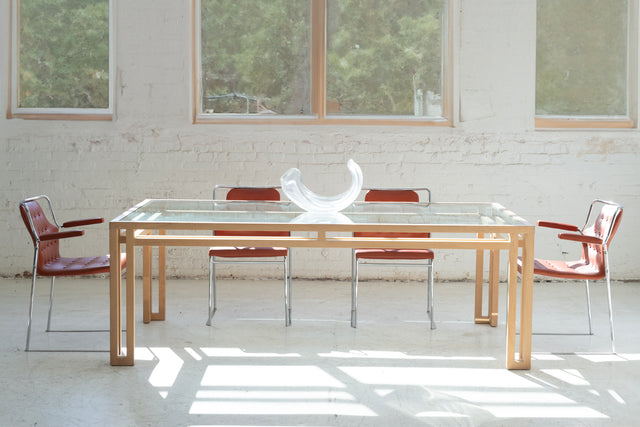 Billy Baldwin Oak and Glass Dining Table