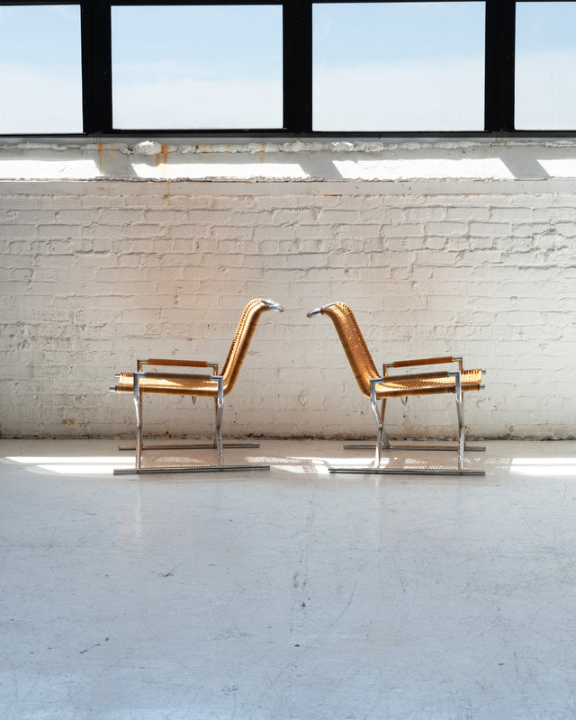 Pair of Sled Chairs in They Style of Ward Bennett by Selig
