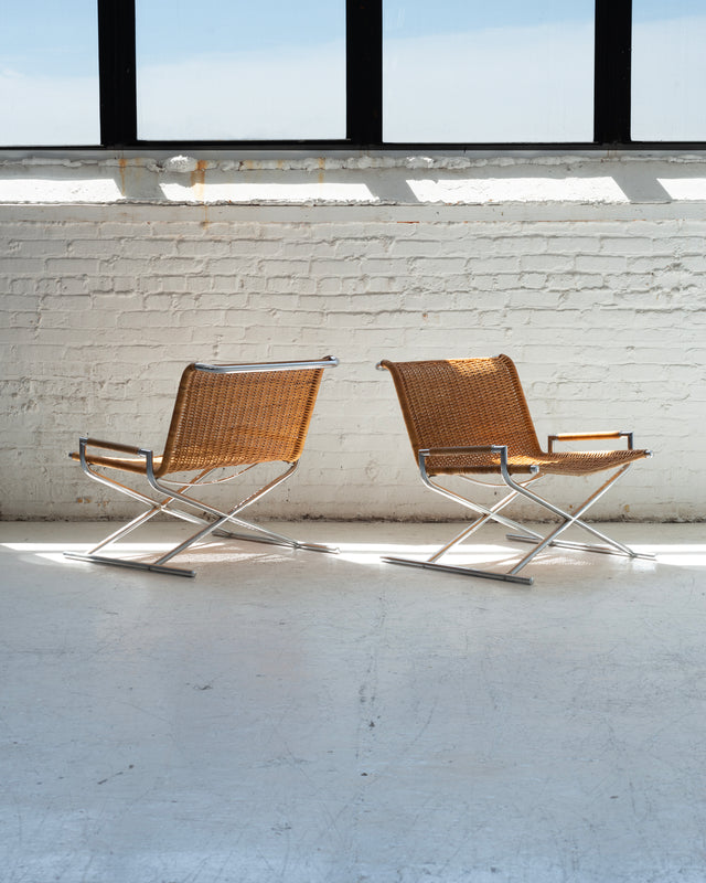 Pair of Sled Chairs in They Style of Ward Bennett by Selig
