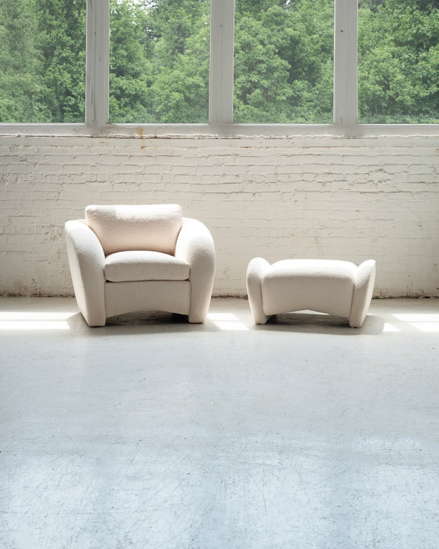 Vladimir Kagan Style Lounge Chair and Ottoman