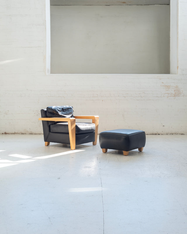 Pair of Thayer Coggin Lounge Chairs and Ottomans