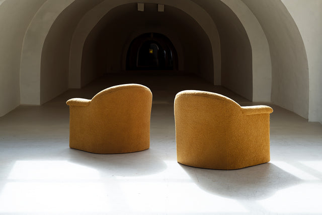 Pair of Postmodern Lounge Chairs and Ottomans