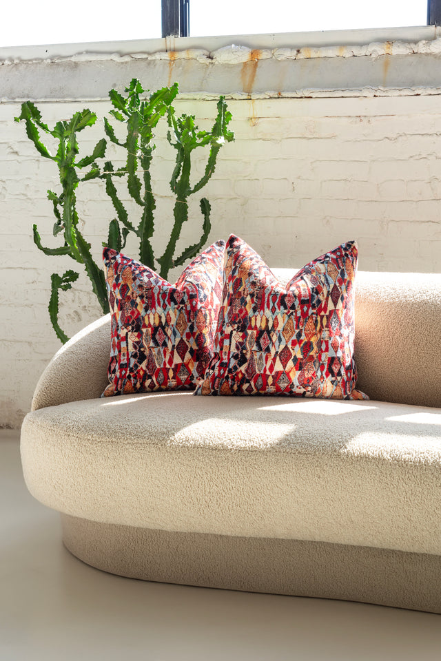 Pair of Velvet Collage Throw Pillows by Nicholas Wolfe