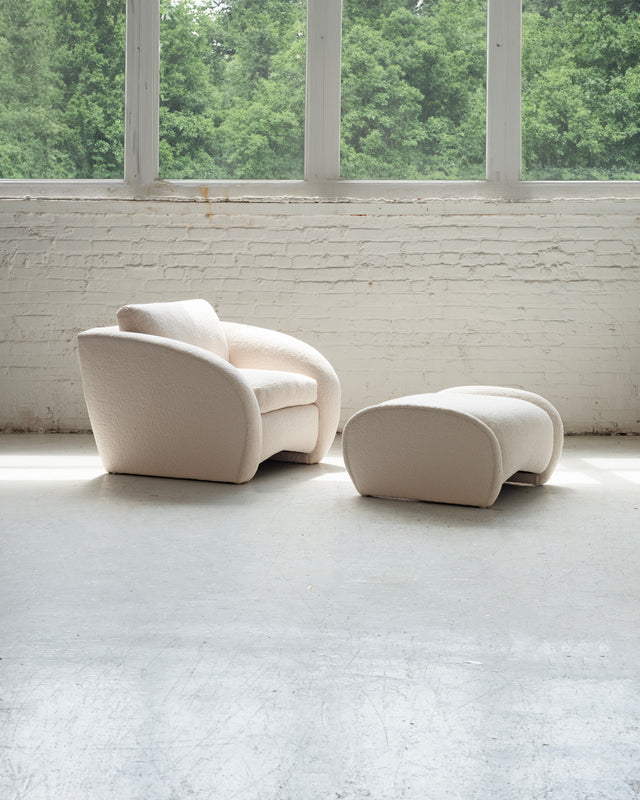 Vladimir Kagan Style Lounge Chair and Ottoman